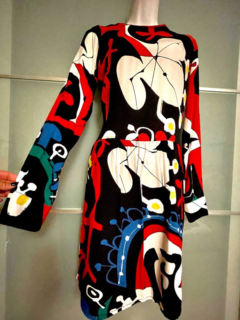 Desigual Abstract Print Long Sleeve Mini Dress Size S/M